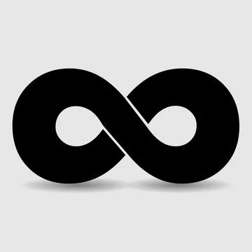 Black infinity sign with shadow. Icon Stock Illustration