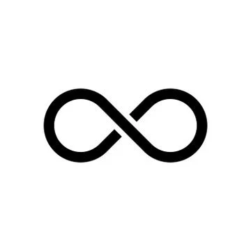 Black infinity symbol icon. Concept of infinite, limitless and endless. Simple Stock Illustration