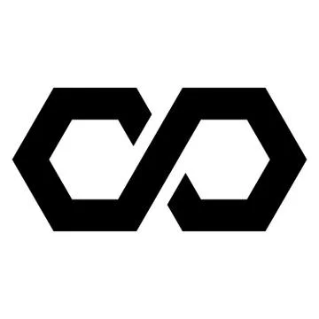 Black infinity symbol icon - hexagonal shape. Simple flat vector design element Stock Illustration