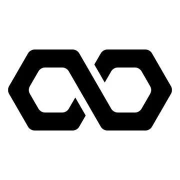 Black infinity symbol icon - hexagonal shape. Simple flat vector design element 스톡 일러스트