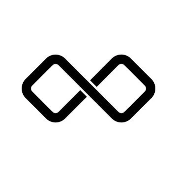Black infinity symbol icon. Rectangular shape with rounded edges. Simple flat Illustrazione stock