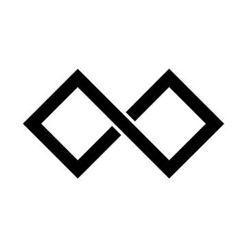 Black infinity symbol icon. Rectangular shape with sharp corners. Simple flat 스톡 일러스트