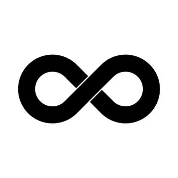 Black infinity symbol icon. Simple flat vector design element Stock Illustration
