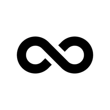 Black infinity symbol icon. Simple flat vector design element Stock Illustration