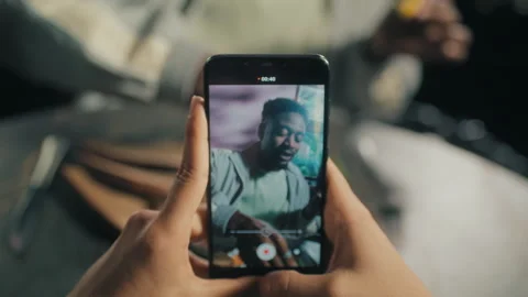 Black Influencer being filmed while having a breakfast Stock Footage 275128133