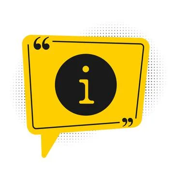 Black Information icon isolated on white background. Yellow speech bubble symbol 스톡 일러스트