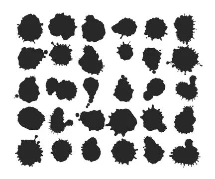 Black Ink Blots Collection Stock Illustration