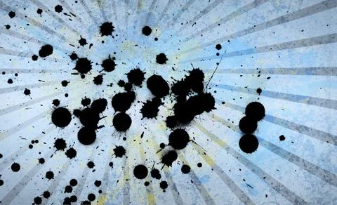 Black ink blots on linear pattern 스톡 일러스트