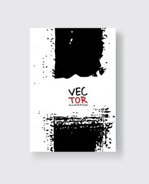 Black ink brush stroke on white background. Minimalistic style. Stock Illustration