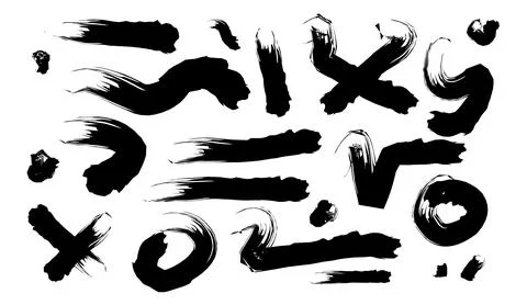 Black ink brush strokes set on white background vector illustration containing Stock Illustration