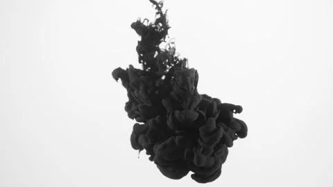 Black ink cloud in front of white background Stock Photos