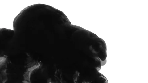 Black ink cloud in water on pure white Stock Footage 72222646
