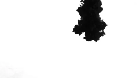 Black ink dissolves in clear water. Stock Footage 81574358