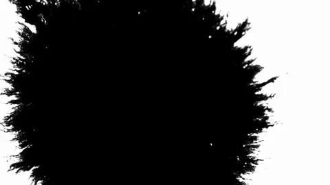 Black ink drop expands on a white paper surface Stock Footage 329667627