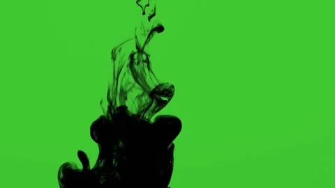 Black Ink Drops and Spreading in Water on Green Screen Stock-Footage 336713465