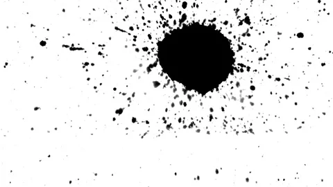 Black ink drops splatters spilling on white background Stock Footage 125462583