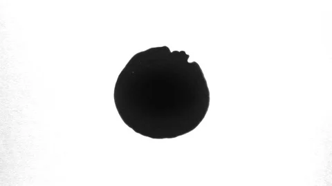 Black ink drops splatters spilling on white background Video stock 125473875