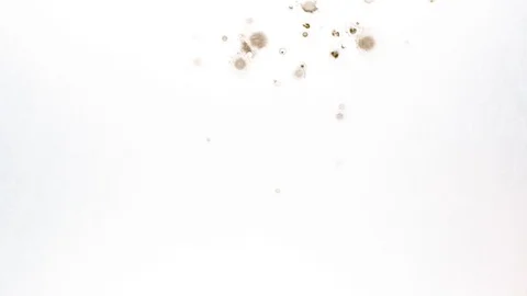 Black ink drops splatters spilling on white background Stock Footage 125475720