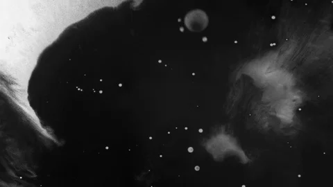 Black ink drops splatters spilling on white background Video stock 125476053