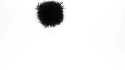 Black ink drops splatters spilling on white background Stock Footage 125477407