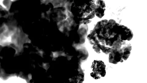 Black ink flows on white moving in slow motion, ink or smoke inject . Black tint Stock Footage