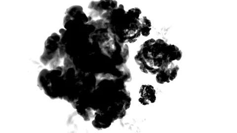 Black ink flows on white moving in slow motion, ink or smoke inject . Black Stock Footage