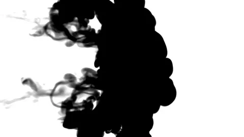 Black ink flows on white moving in slow motion, ink or smoke inject . Black Stock Footage