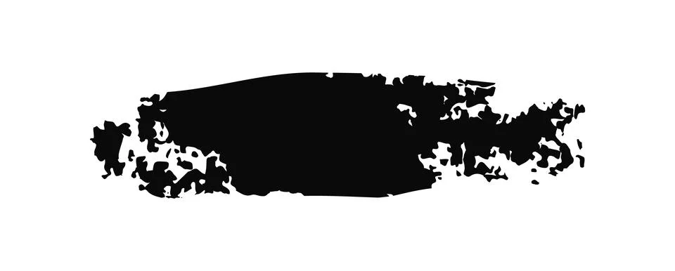 Black ink grunge texture textbox. Charcoal shape irregular stain on white bac Stock Illustration