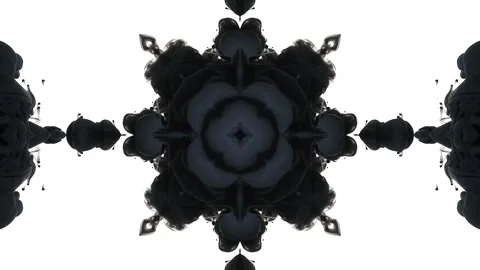 Black Ink Mandala Rorschach Motion Background Stock Footage 338106228