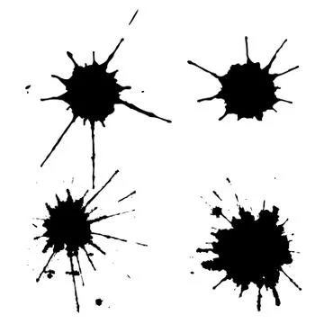 Black ink paint spots. Drops texture isolated on white background. Set for Stock Illustration