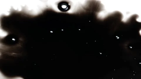 Black ink pattern on a white screen, ink blot pattern Stock Footage 147702264