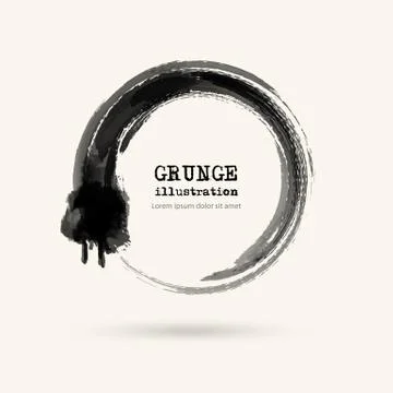 Black ink round stroke on white Stock Illustration