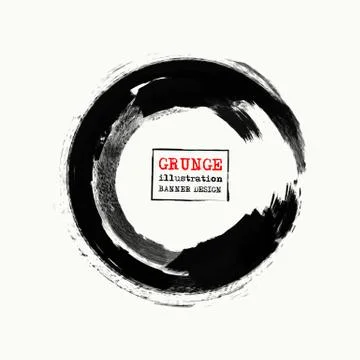 Black ink round stroke on white Stock Illustration