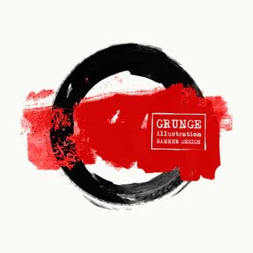 Black ink round stroke on white Stock Illustration