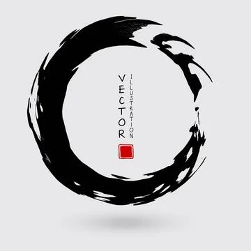 Black ink round stroke on white background. Stock Illustration
