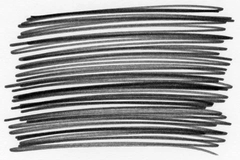 Black ink scribble on white paper abstract pattern. Stock Photos