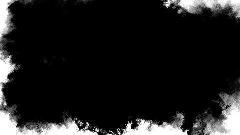 Black ink smoke border background rough grayscale edges, white outer frame, empt Stock Footage 340397579