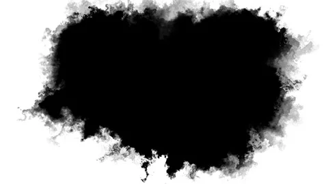 Black ink smoke cloud clean background soft gray edges, organic spreading textur Stock Footage 340470480