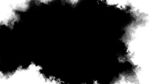 Black ink smoke cloud rough organic edges, white space, liquid splash texture, a Stock Footage 340456330