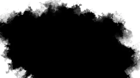Black ink smoke cloud transition background soft gray edges, spreading mist, org Stock Footage 340414263