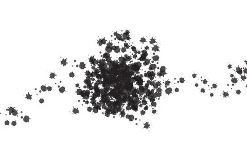Black ink splash and splatter design element isolated on a clean white Illustrazione stock