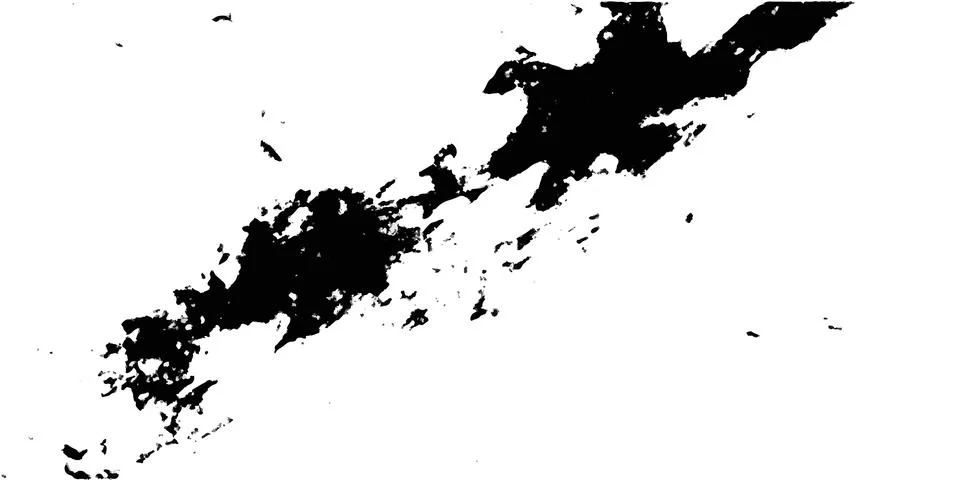 Black ink splash design element graphic brush stroke isolated texture Illustrazione stock