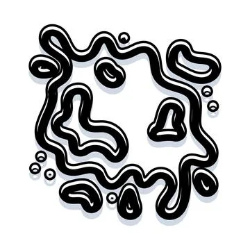 Black ink splash drawing a messy liquid stain Stock Illustration