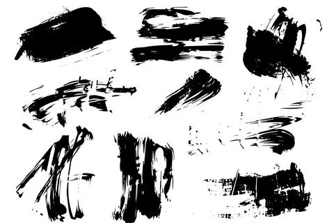 Black Ink Splash Vector Line Set: Grunge Elements for Artistic Designs. Illustrazione stock