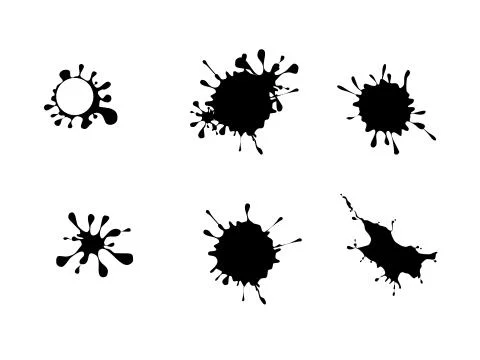 Black Ink Splash Vector Pattern  set Stock-Illustration