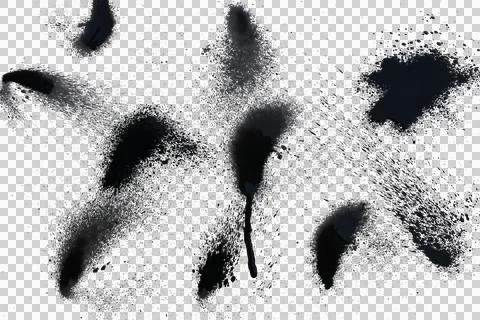 Black ink splashes isolated transparency background. Stock Illustration