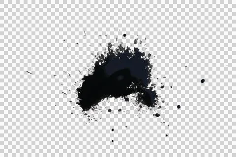 Black ink splashes isolated transparency background. Stock Illustration