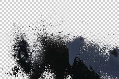 Black ink splashes isolated transparency background. Stock Illustration