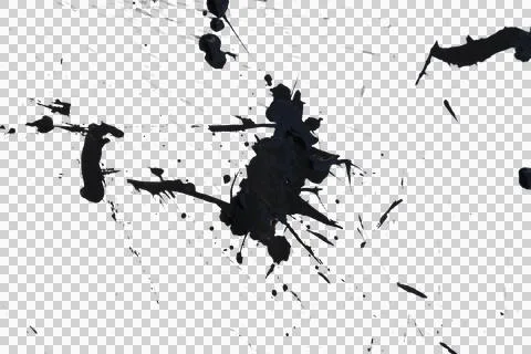 Black ink splashes isolated transparency background. Stock Illustration