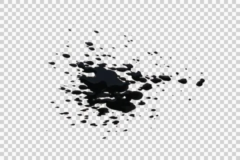 Black ink splashes isolated transparency background. Stock Illustration